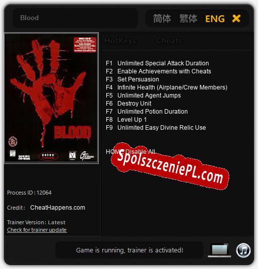 Blood: Trainer +9 [v1.1]