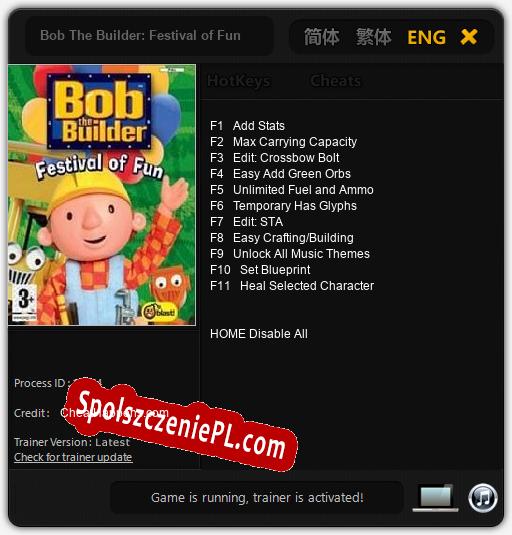 Bob The Builder: Festival of Fun: Cheats, Trainer +11 [CheatHappens.com]