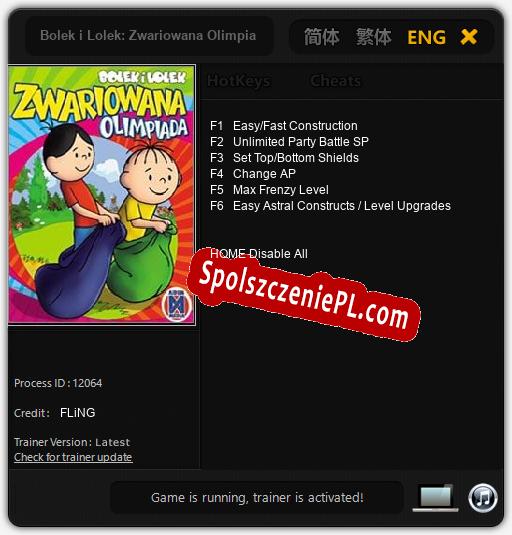 Treinador liberado para Bolek i Lolek: Zwariowana Olimpiada [v1.0.9]