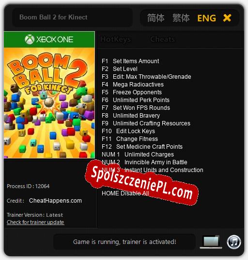 Boom Ball 2 for Kinect: Cheats, Trainer +15 [CheatHappens.com]