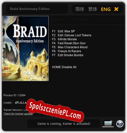 Braid Anniversary Edition: Trainer +7 [v1.6]