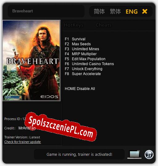 Braveheart: Cheats, Trainer +8 [MrAntiFan]