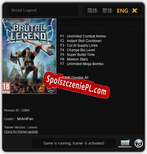 Treinador liberado para Brutal Legend [v1.0.9]