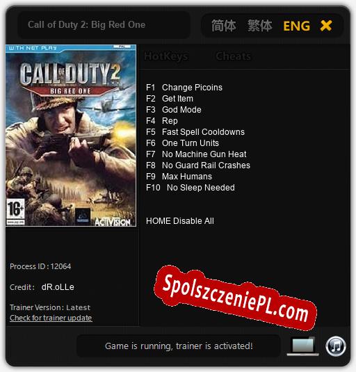 Call of Duty 2: Big Red One: Cheats, Trainer +10 [dR.oLLe]