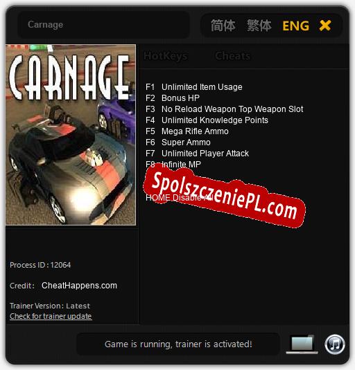 Carnage: Treinador (V1.0.32)