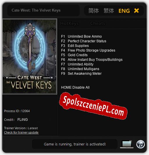 Cate West: The Velvet Keys: Trainer +9 [v1.5]