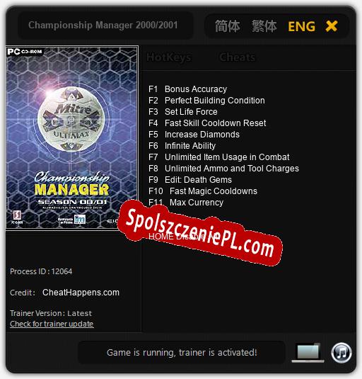 Championship Manager 2000/2001: Trainer +11 [v1.3]