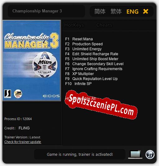 Championship Manager 3: Trainer +10 [v1.5]