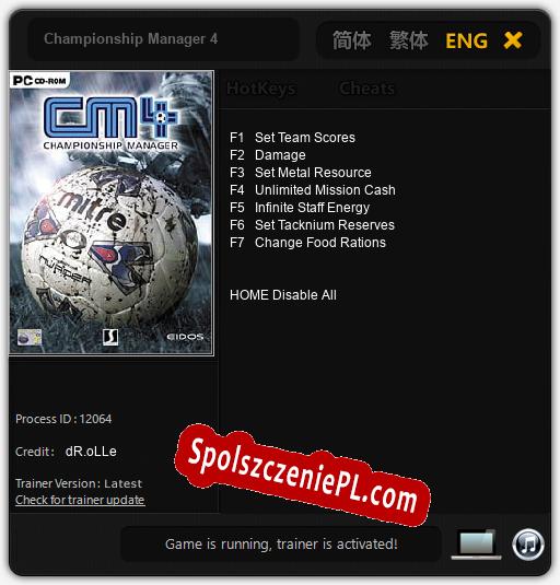 Championship Manager 4: Cheats, Trainer +7 [dR.oLLe]