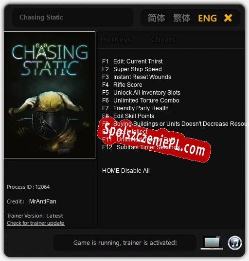 Chasing Static: Treinador (V1.0.91)