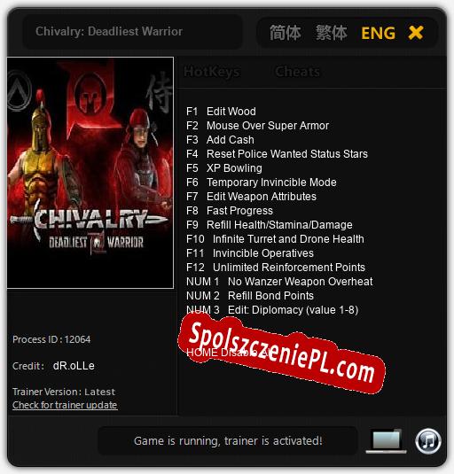 Chivalry: Deadliest Warrior: Cheats, Trainer +15 [dR.oLLe]