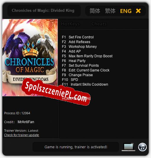 Treinador liberado para Chronicles of Magic: Divided Kingdoms [v1.0.3]