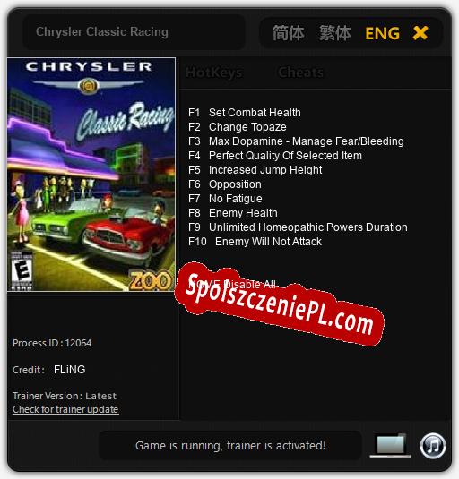 Chrysler Classic Racing: Cheats, Trainer +10 [FLiNG]