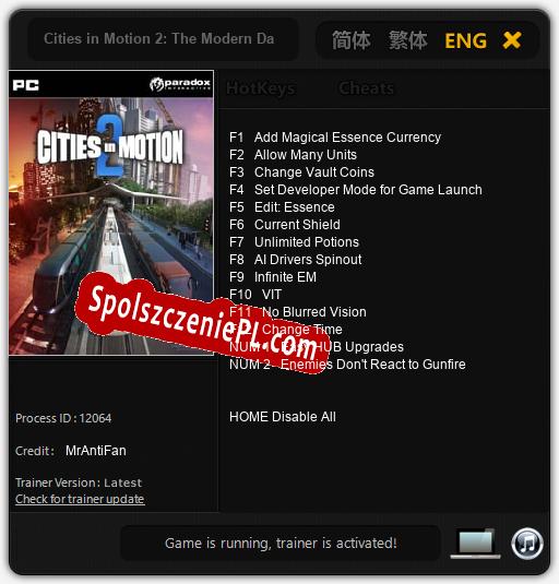 Treinador liberado para Cities in Motion 2: The Modern Days [v1.0.2]