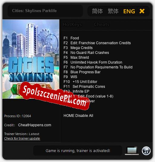 Cities: Skylines Parklife: Cheats, Trainer +14 [CheatHappens.com]