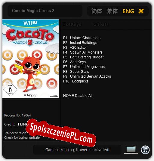 Cocoto Magic Circus 2: Treinador (V1.0.16)