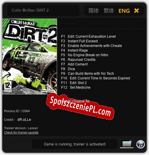 Colin McRae: DiRT 2: Treinador (V1.0.36)