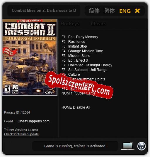 Combat Mission 2: Barbarossa to Berlin: Cheats, Trainer +13 [CheatHappens.com]