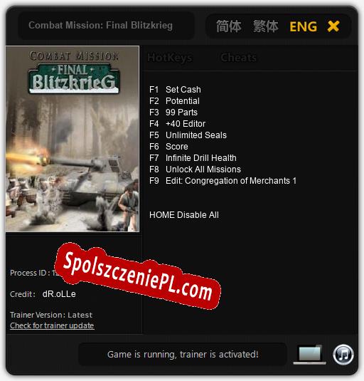 Treinador liberado para Combat Mission: Final Blitzkrieg [v1.0.5]