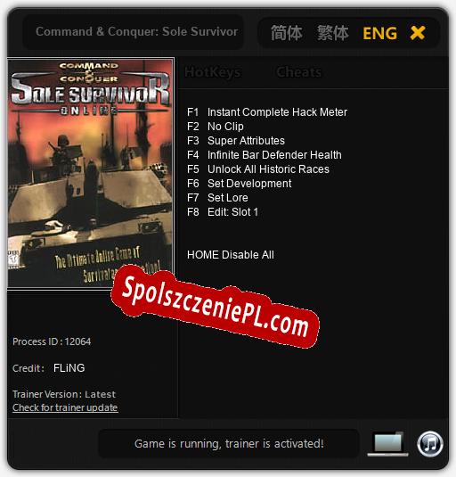 Treinador liberado para Command & Conquer: Sole Survivor Online [v1.0.1]