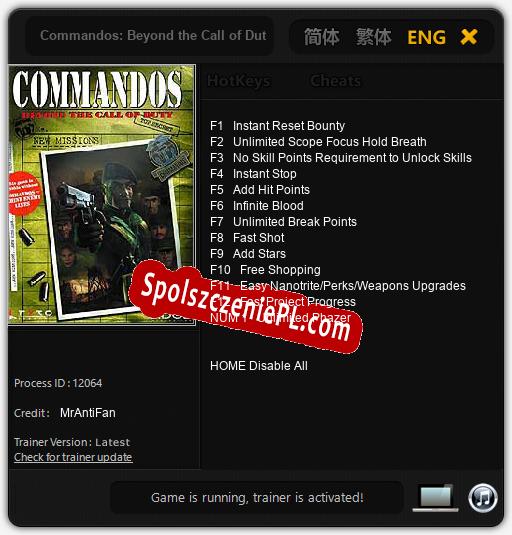 Commandos: Beyond the Call of Duty: Trainer +13 [v1.5]