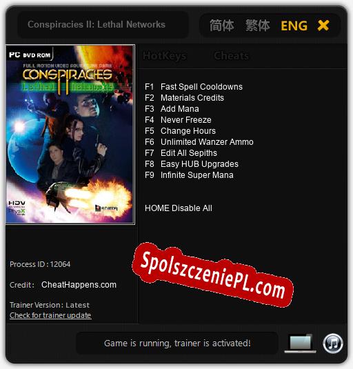 Conspiracies II: Lethal Networks: Trainer +9 [v1.5]