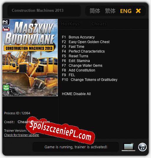 Construction Machines 2013: Cheats, Trainer +10 [CheatHappens.com]