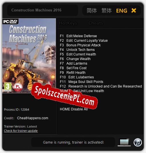 Treinador liberado para Construction Machines 2016 [v1.0.3]