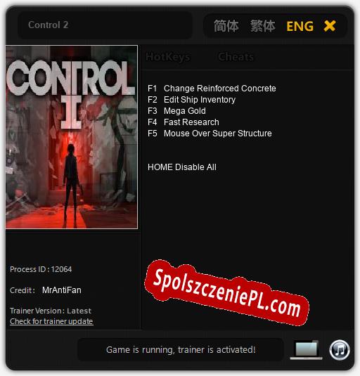 Control 2: Cheats, Trainer +5 [MrAntiFan]