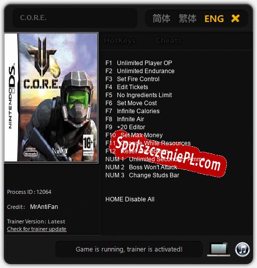 Core: Cheats, Trainer +6 [MrAntiFan]