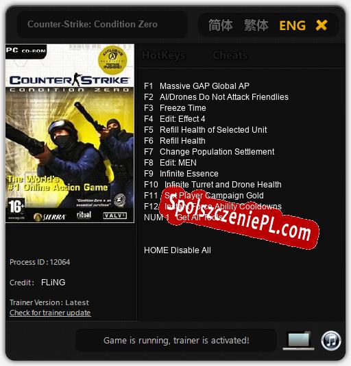 Treinador liberado para Counter-Strike: Condition Zero [v1.0.2]