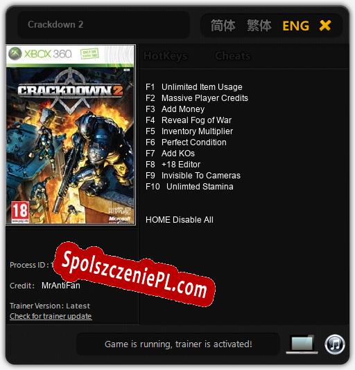 Crackdown 2: Treinador (V1.0.50)