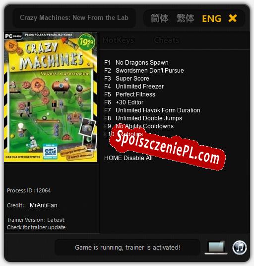 Treinador liberado para Crazy Machines: New From the Lab [v1.0.8]