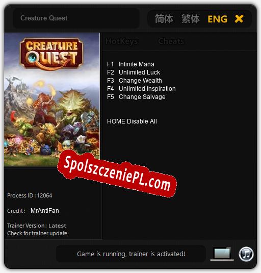 Creature Quest: Trainer +5 [v1.1]