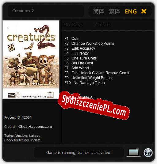 Creatures 2: Cheats, Trainer +10 [CheatHappens.com]