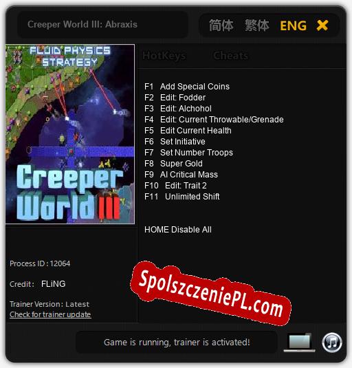 Creeper World III: Abraxis: Treinador (V1.0.84)