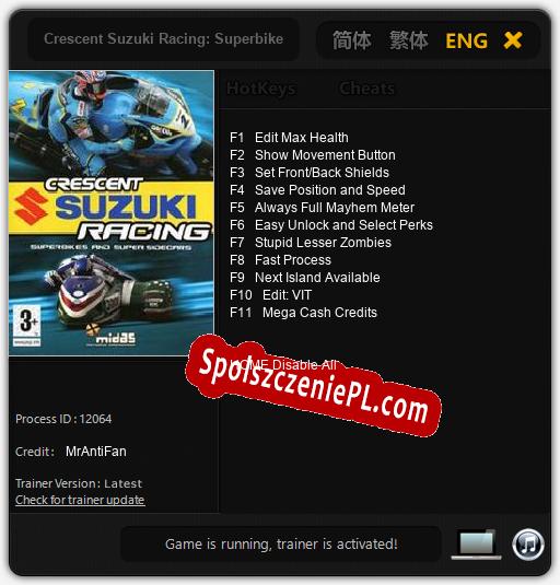 Crescent Suzuki Racing: Superbikes And Super Sidecars: Treinador (V1.0.96)