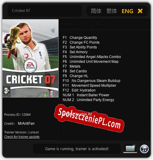 Cricket 07: Cheats, Trainer +14 [MrAntiFan]