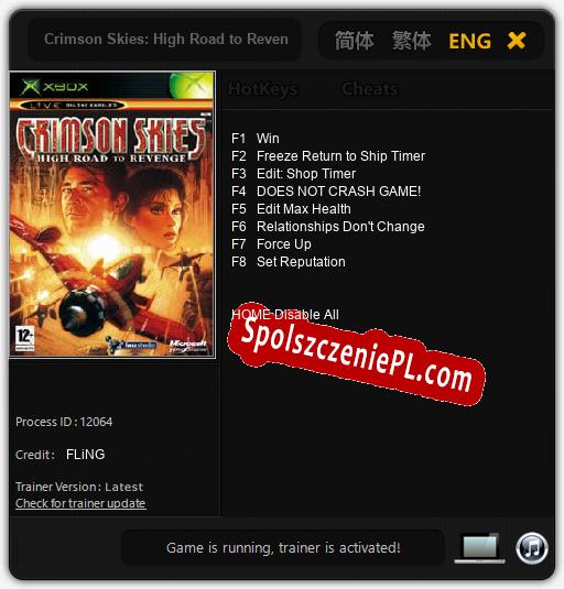 Crimson Skies: High Road to Revenge: Cheats, Trainer +8 [FLiNG]