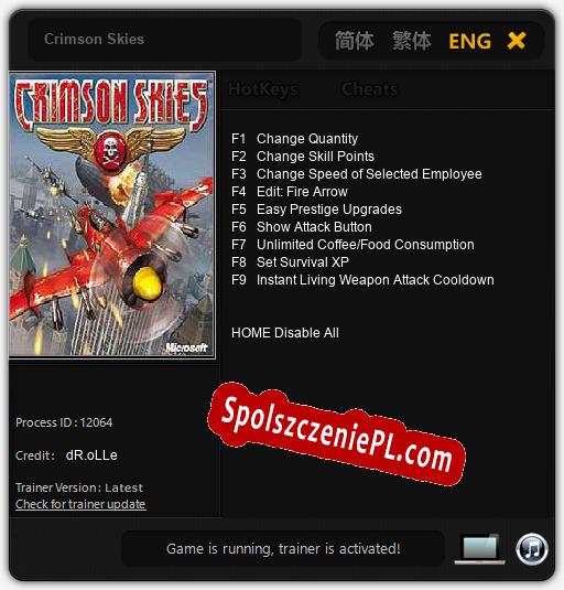 Crimson Skies: Cheats, Trainer +9 [dR.oLLe]