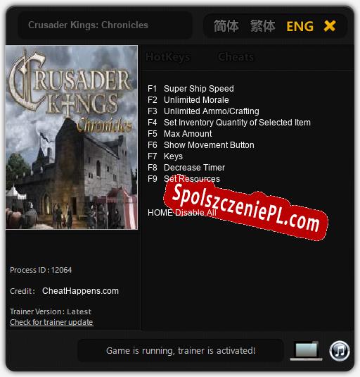 Treinador liberado para Crusader Kings: Chronicles [v1.0.9]