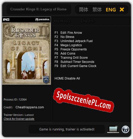 Treinador liberado para Crusader Kings II: Legacy of Rome [v1.0.1]