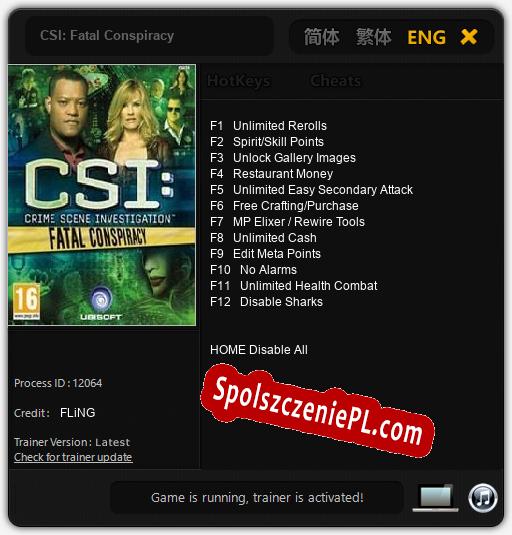 CSI: Fatal Conspiracy: Treinador (V1.0.85)