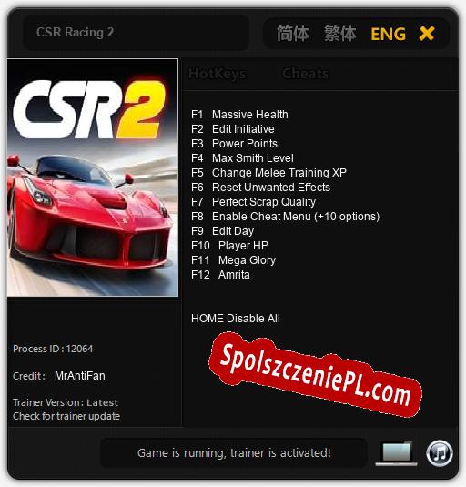 CSR Racing 2: Trainer +12 [v1.1]