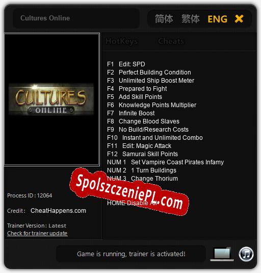 Cultures Online: Cheats, Trainer +15 [CheatHappens.com]