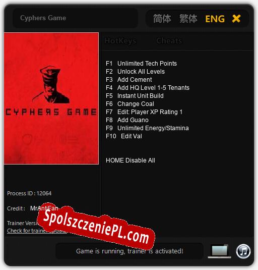 Treinador liberado para Cyphers Game [v1.0.2]