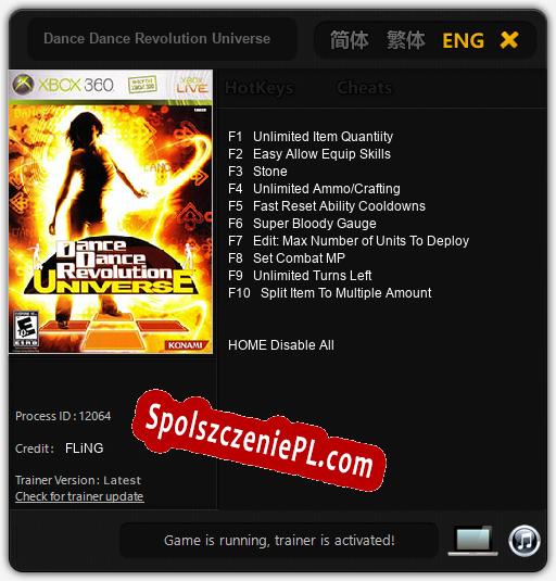 Treinador liberado para Dance Dance Revolution Universe [v1.0.9]