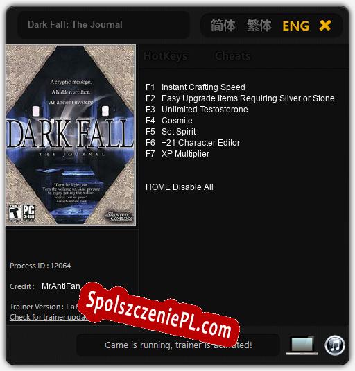 Dark Fall: The Journal: Treinador (V1.0.77)