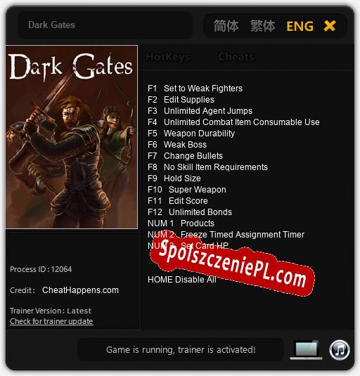 Dark Gates: Trainer +15 [v1.5]