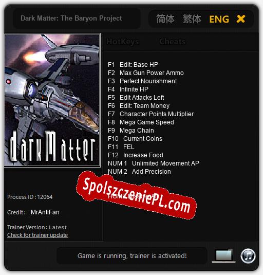 Dark Matter: The Baryon Project: Cheats, Trainer +14 [MrAntiFan]